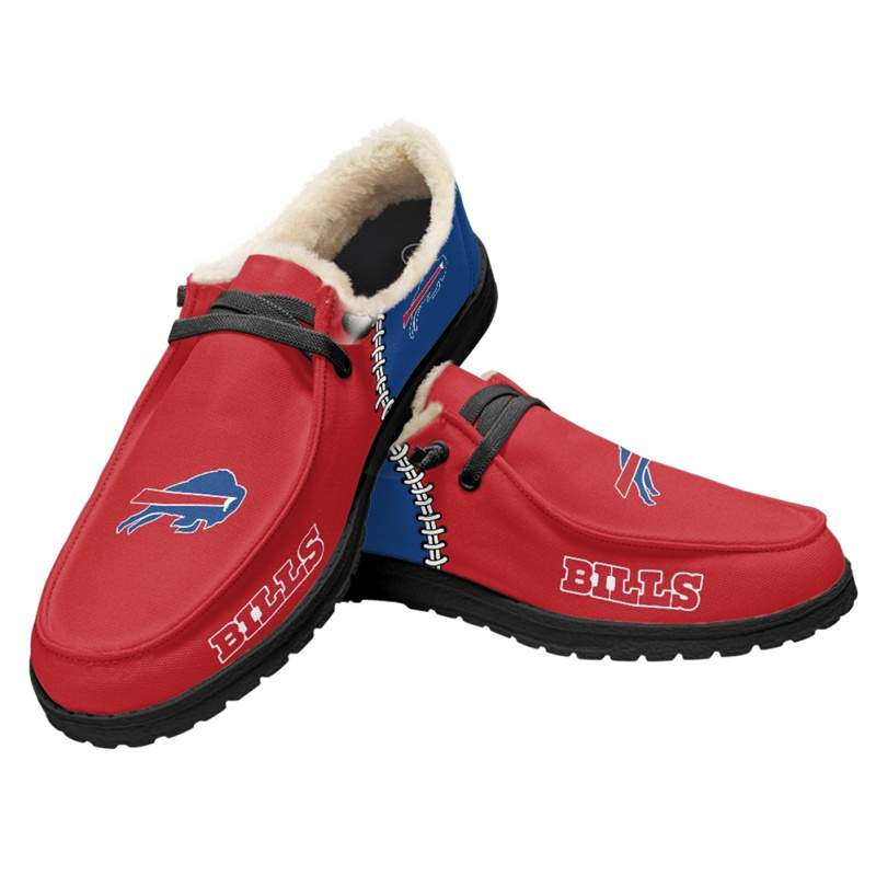 Women's Buffalo Bills Loafers Lace Up Fuzzy Lined Shoes 002 (Pls check description for details)